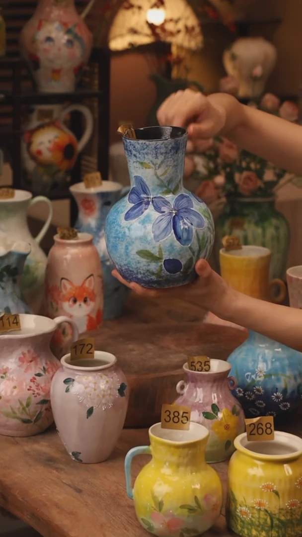 陶瓷431景德镇设计师手作花器摆件侘寂风