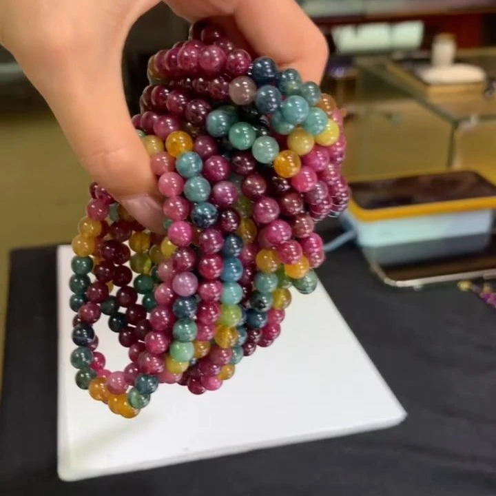 【逍遥】碧玺彩虹圆珠约6mm手串*576/256/多样性发/1件