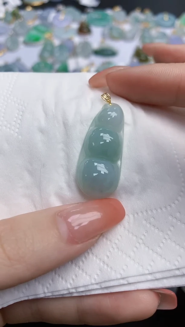【闪购商品】翡翠颈饰18K金镶嵌天然缅甸翡翠A货