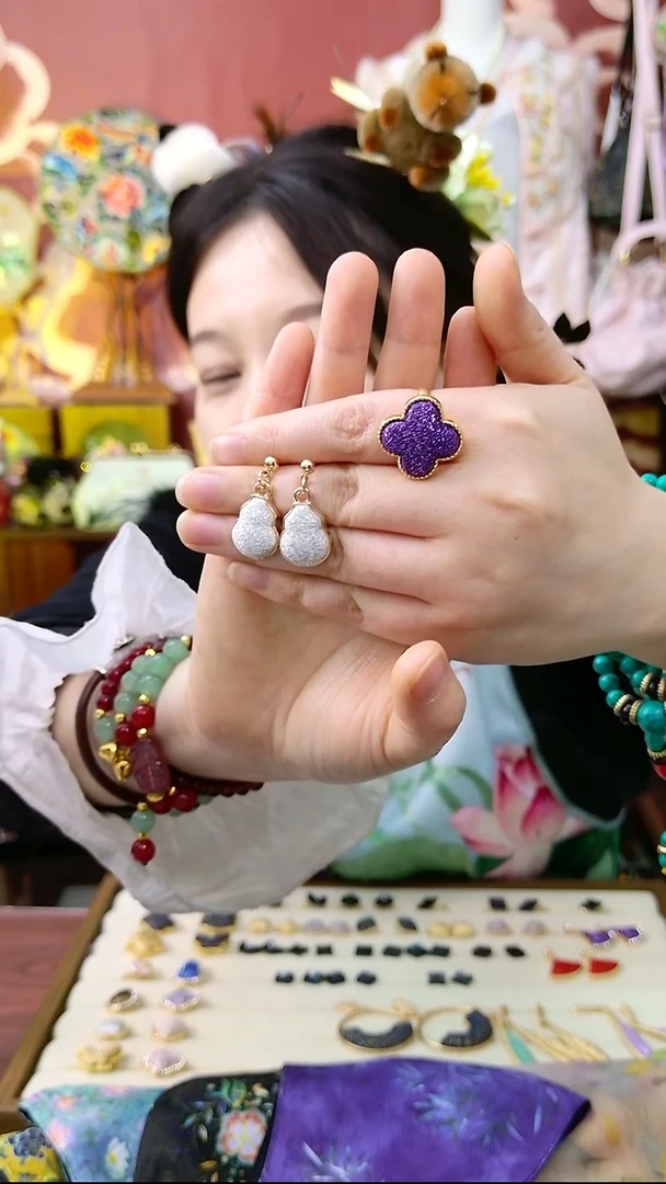 纯铜合金琉璃非遗耳饰