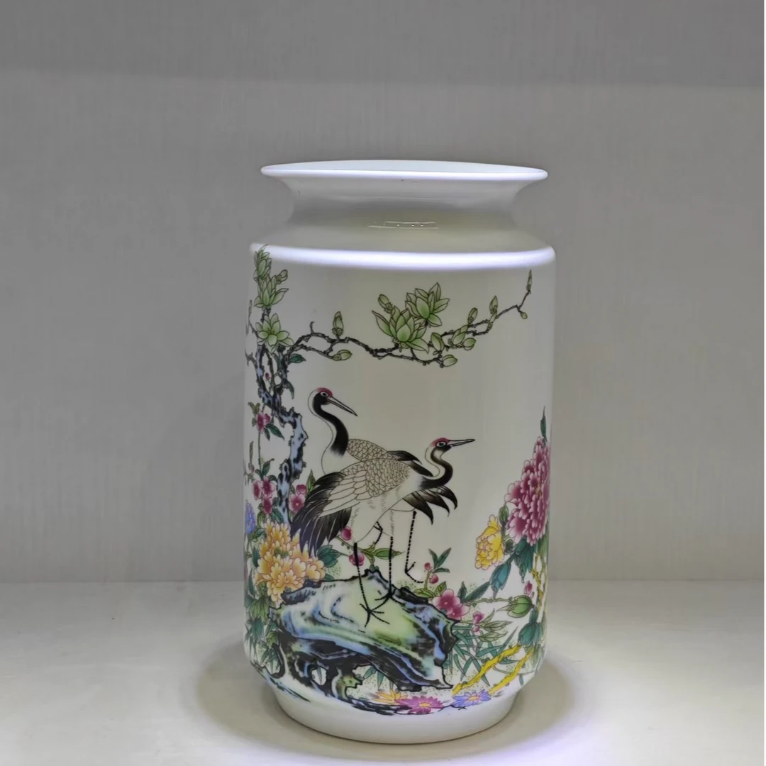 景德镇松鹤迎春小直筒瓶