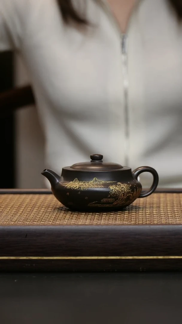 茶壶紫砂克拉玛依黑 桑扁