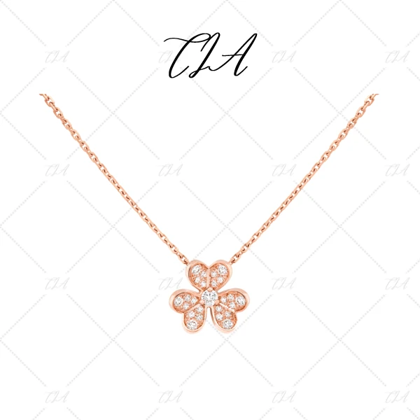 铜合金项链 TIA2033玫瑰金幸运项链女轻奢经典女神百搭镶嵌坠链