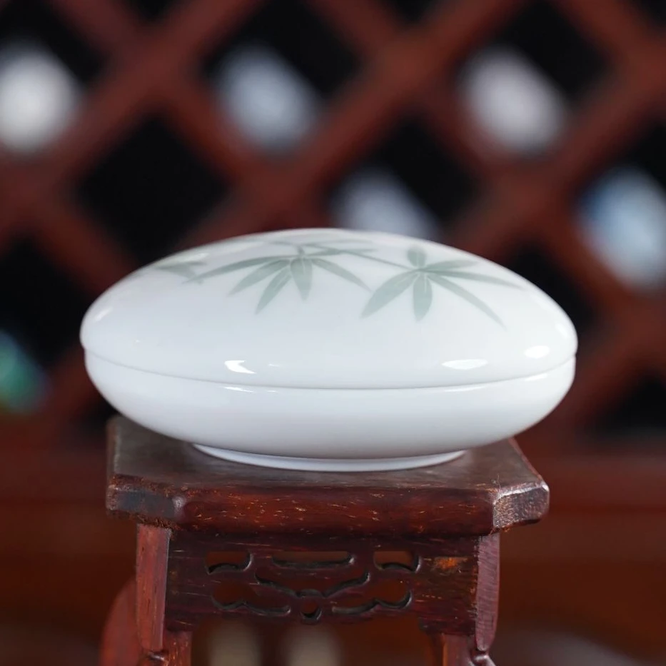 清新淡雅绿竹印泥盒