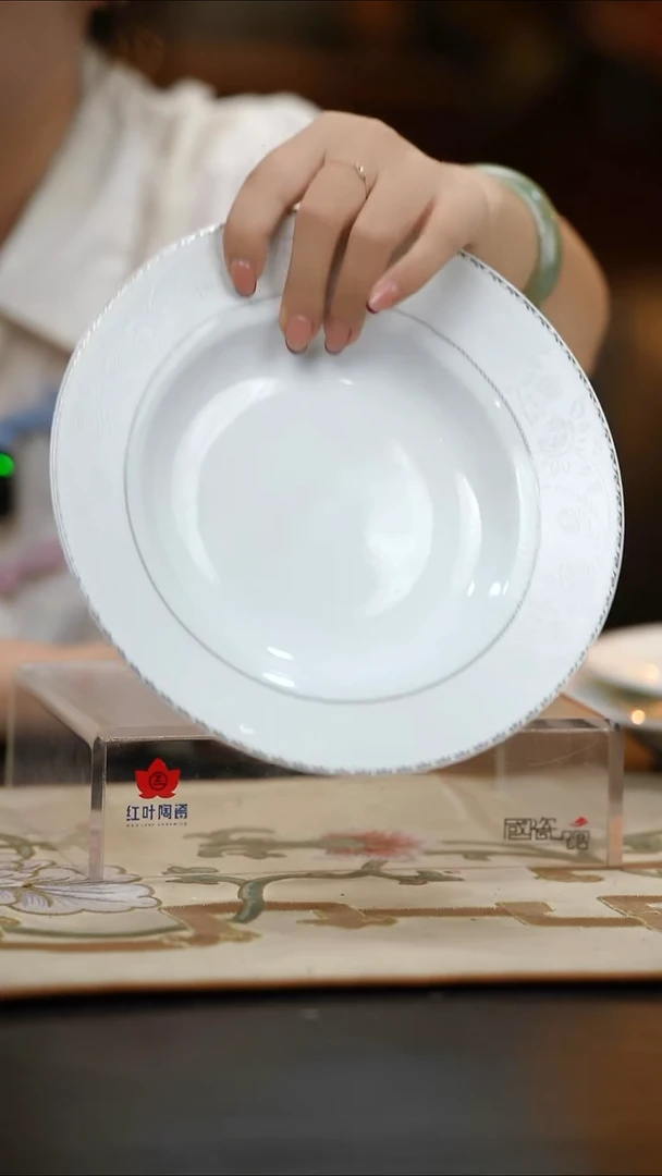4个微瑕白玫瑰8英寸汤盘
