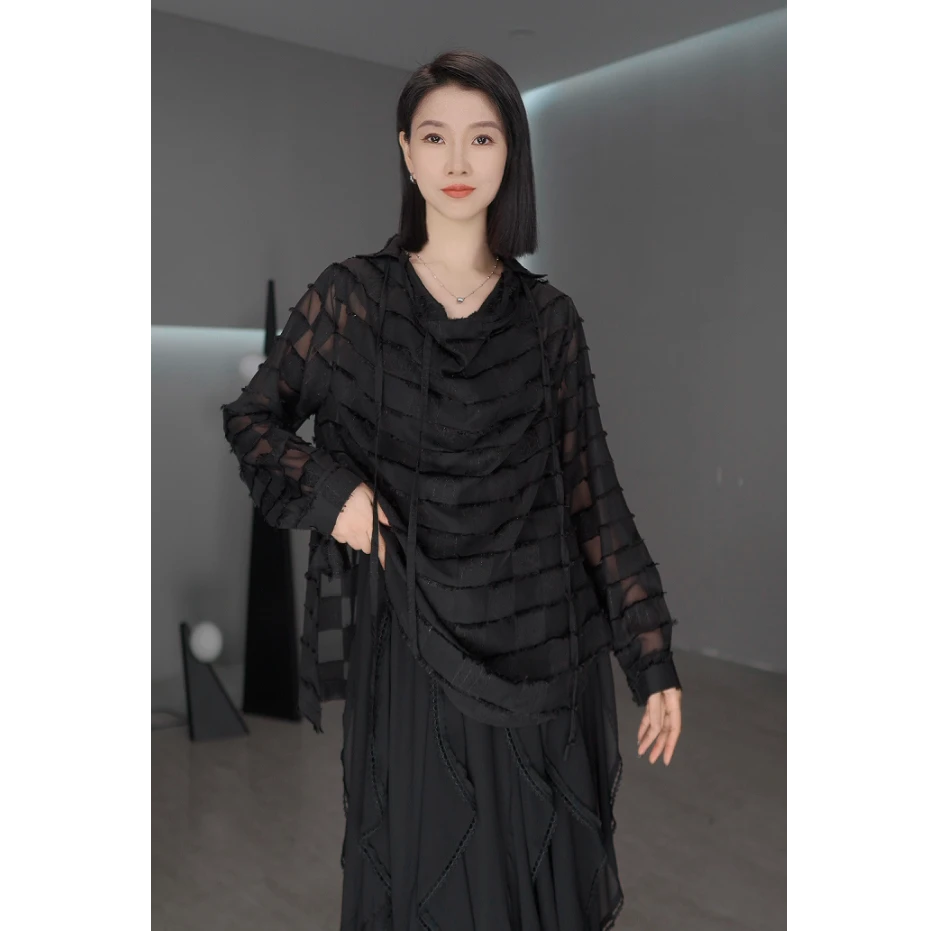 鑫鑫原创2025春季新款纯色格子长洋气百搭宽松时尚打底衫2025