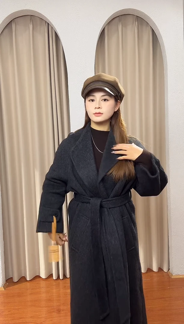 澳洲美利奴羊毛大衣-灰色均码