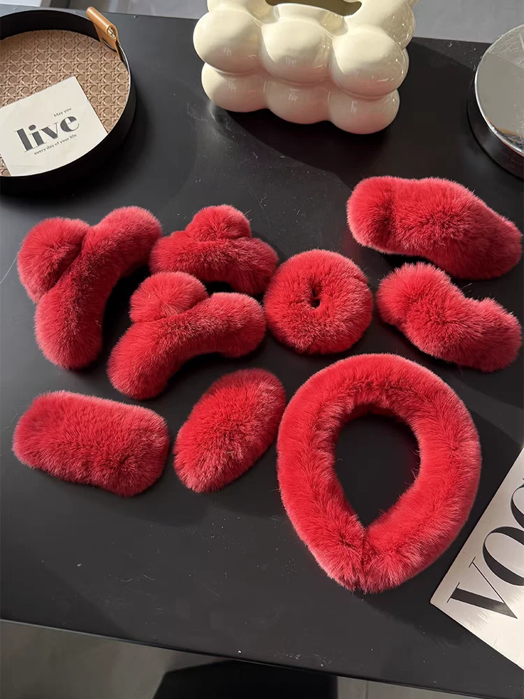 红色系列～网红毛毛绒发夹女复古秋冬后脑勺抓夹气质发卡发绳头饰
