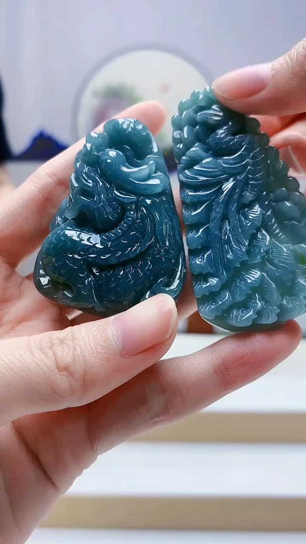 未镶嵌定制翡翠4917zm-毛货一对挂件108