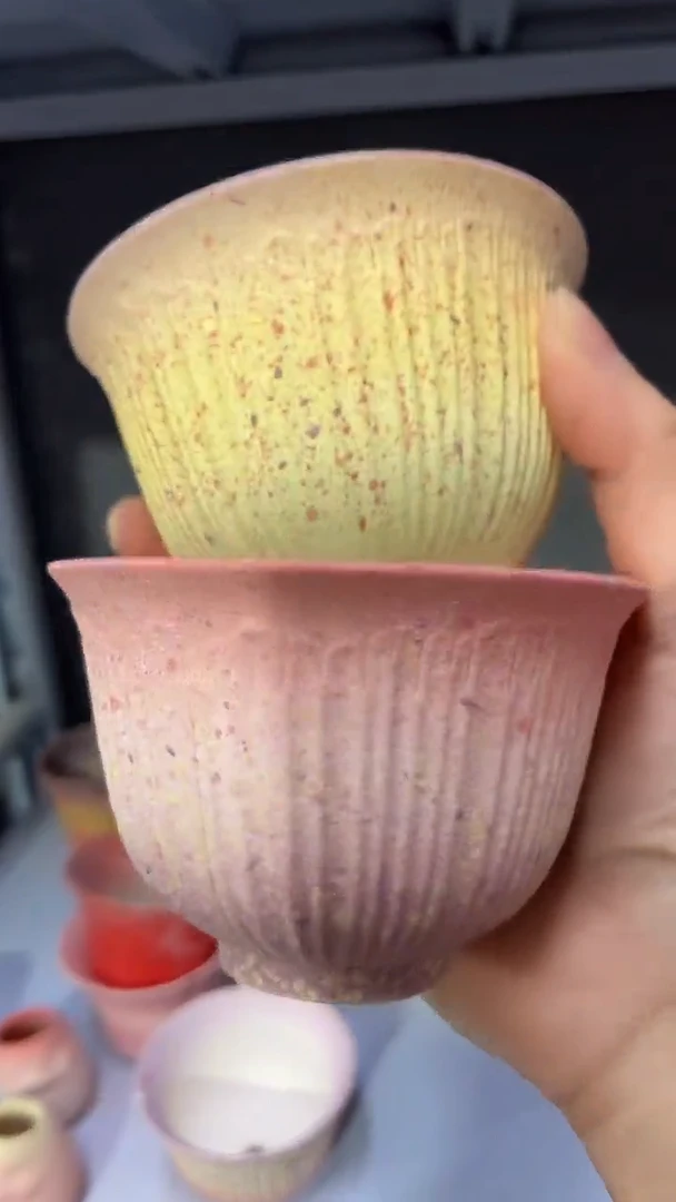 麦饭石粗套多肉花盆9*6两个