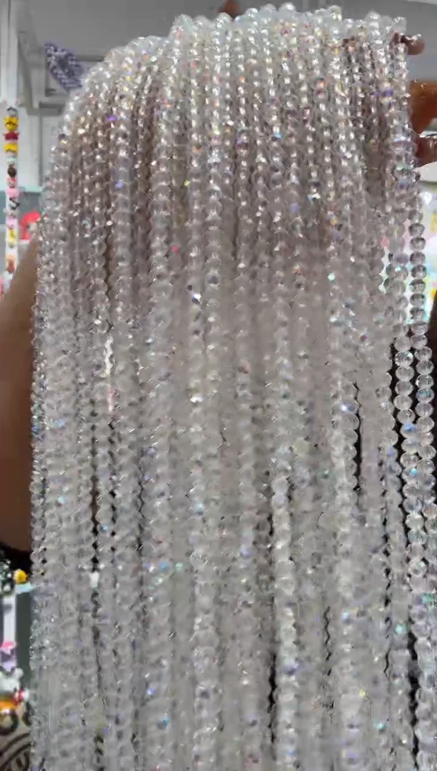 玻璃06151卡6水晶扁10条微光彩白色