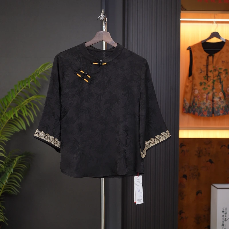【玉兰】国潮新中式中国风改良款旗袍领上衣气质设计款