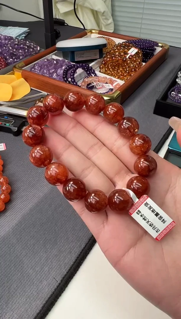 未镶嵌手链水晶红胶花14m+