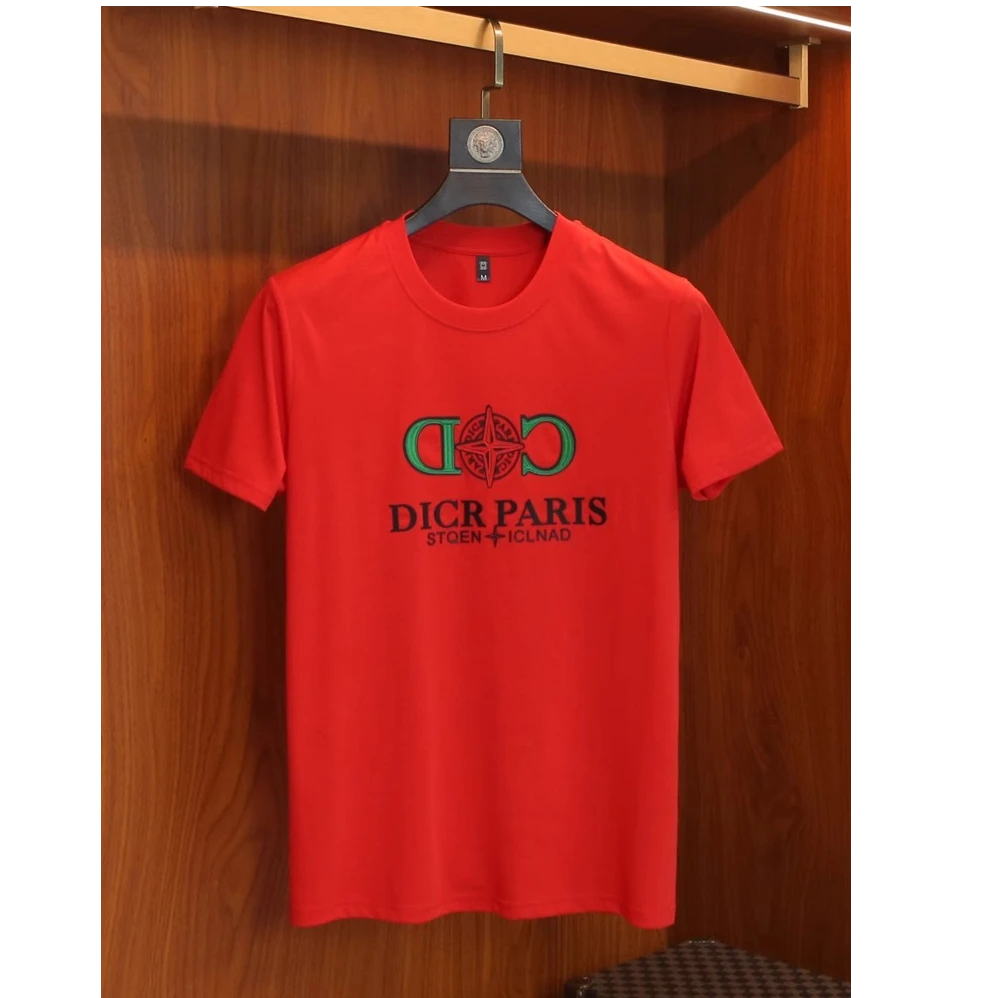 夏季短袖t恤男士潮牌印花刺绣圆领修身半袖体恤时尚休闲潮流