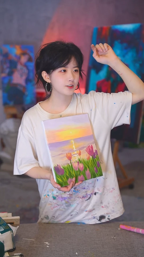 油画曹**?梦幻风小风景丙烯画纯手绘不加