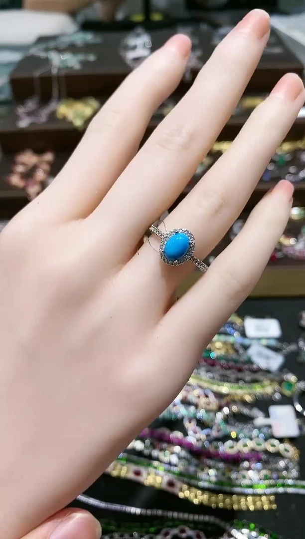 【闪购商品】蓝宝石戒指银S925镀金镶嵌蓝松