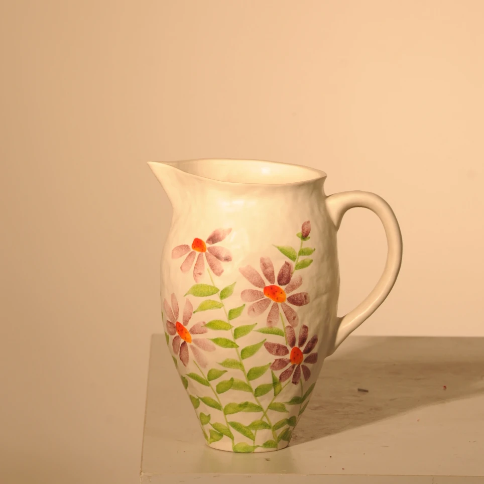 【年货专场】【单耳紫色雏菊异形手捏水壶】手绘艺术感花瓶