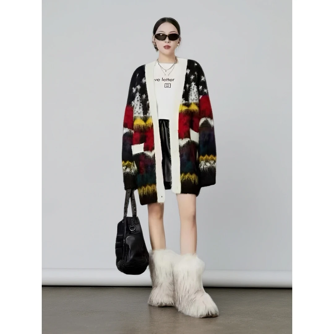 KIKI严选：2658-SDP家欧货南油秋冬酷飒软糯毛衣针织开衫外套