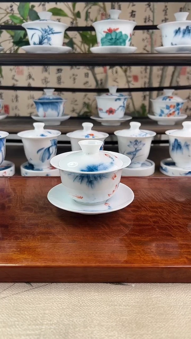 微瑕蓝莲130ml三才盖碗
