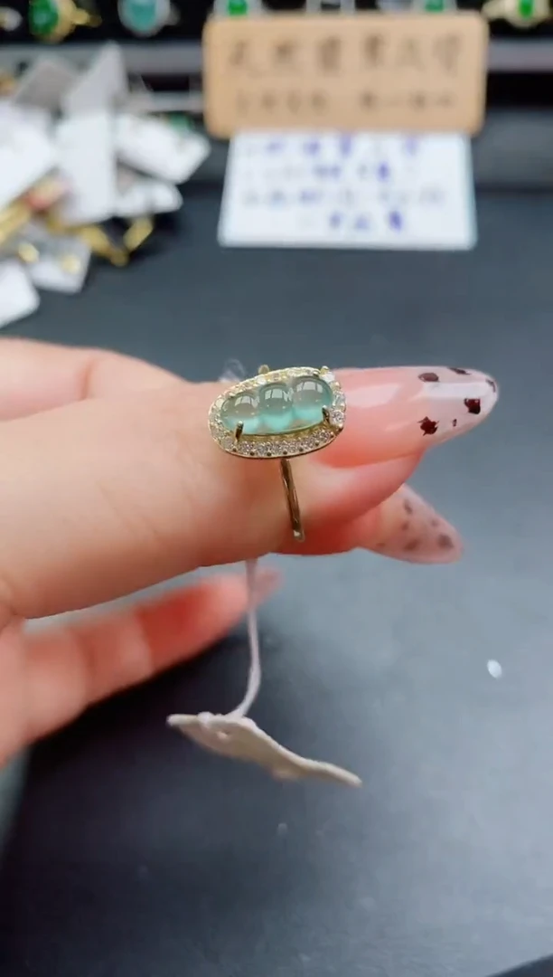 银S925镶嵌戒指翡翠1