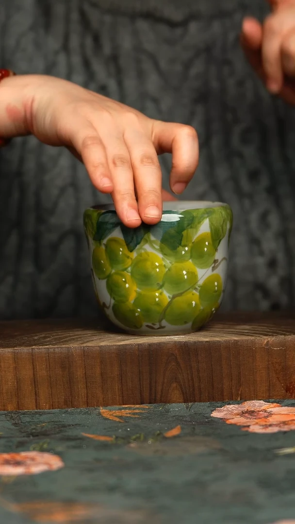 杯釉下彩手工手绘同款陶器