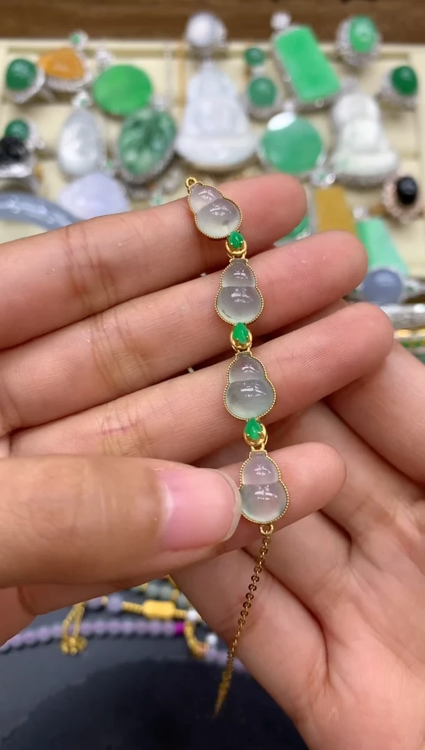 【闪购商品】翡翠手链18K金镶嵌155-中国好珍宝