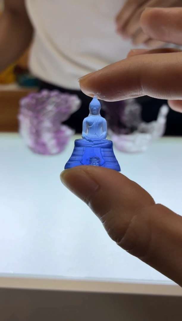 琉璃手工艺品3公分迷你小泰佛蓝色
