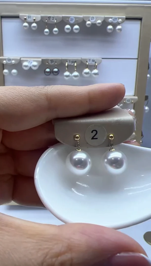 【闪购商品】淡水珍珠耳饰18K金镶嵌2