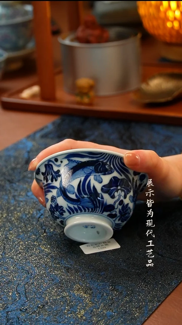 景德镇元青花鱼藻压手