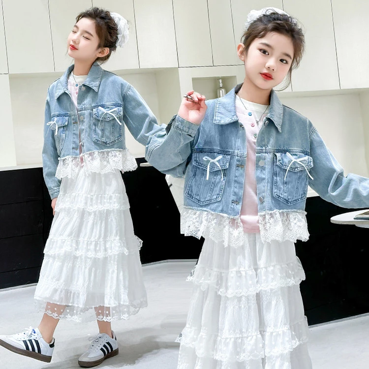 女童2025新款套装早春牛仔外套半身裙韩版洋气春秋季中大儿童时髦