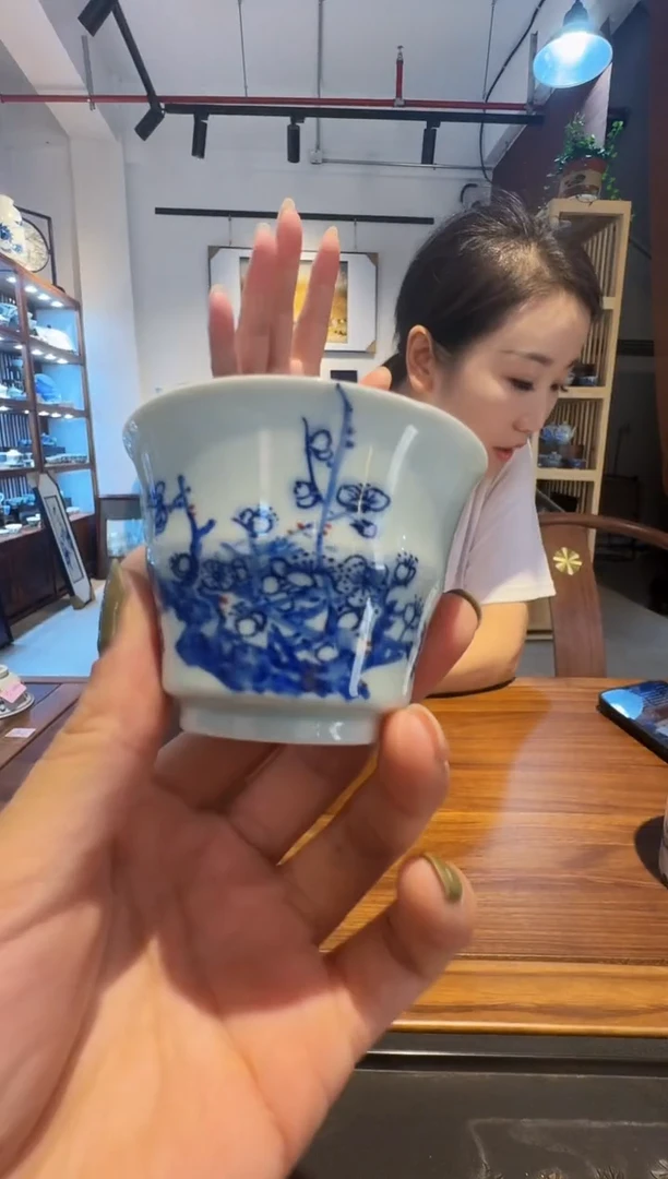 002函夏非遗熊文波xwb青花梅花竹节杯