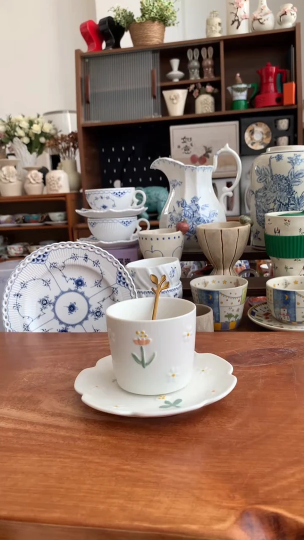 瓷【小雏菊】咖啡杯【送勺】