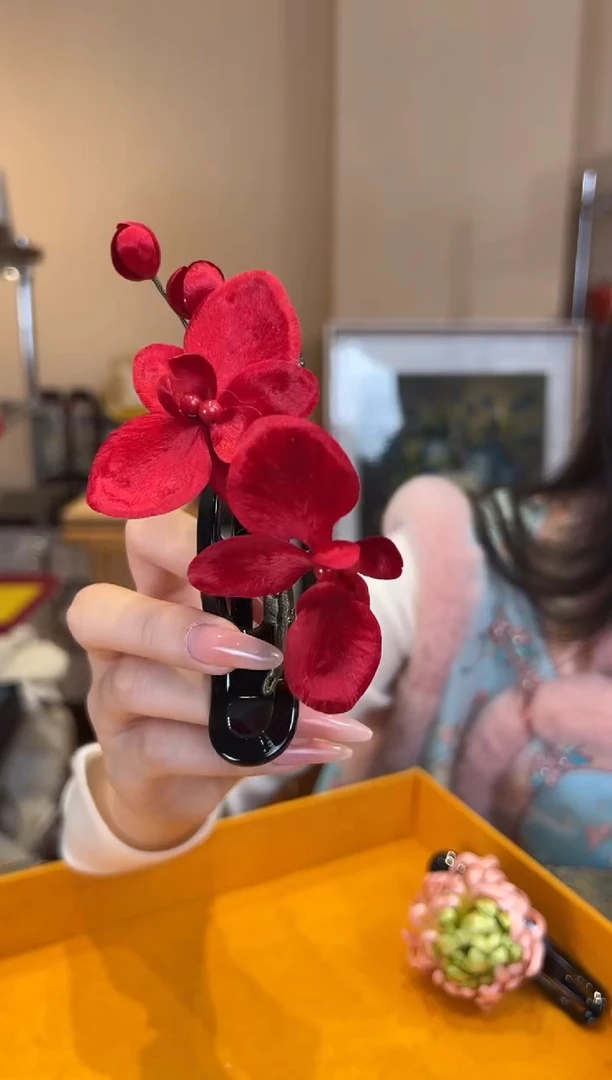 刺绣非遗绒花（发饰）