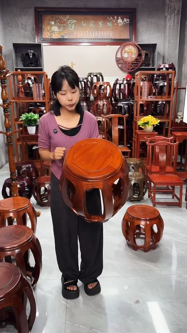 花梨木类家具花梨色大号鼓凳【4个】
