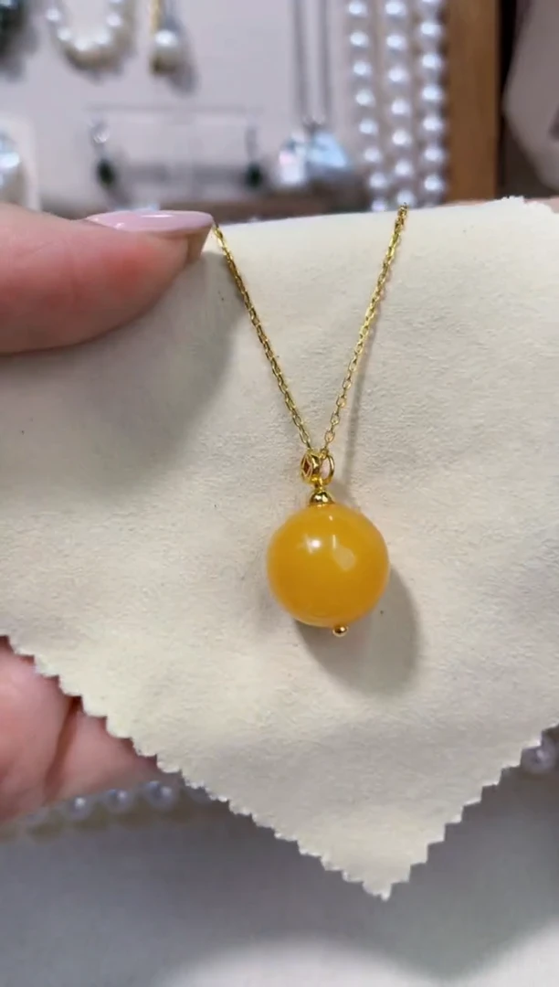 琥珀吊坠(赠链)银S925镶嵌蜜蜡