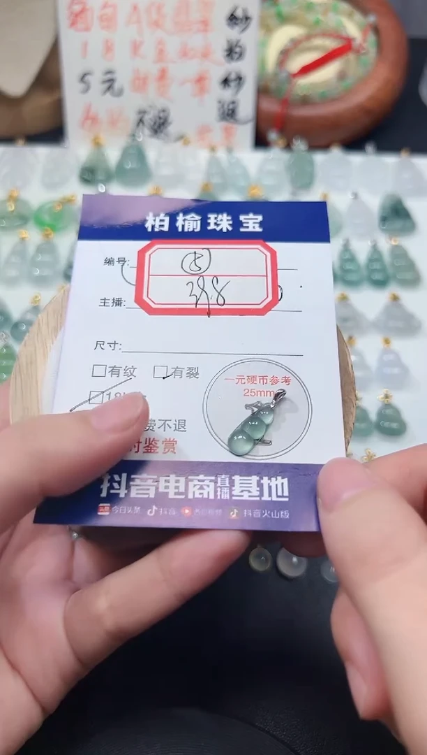 翡翠18K金镶嵌颈饰5豆子