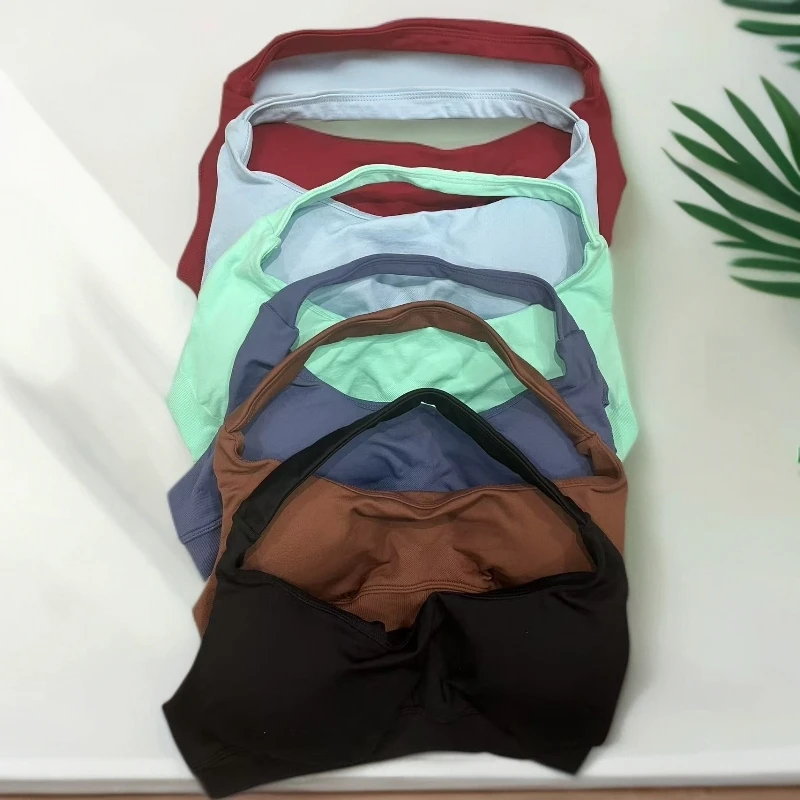 网红挂脖运动文胸高弹舒适收副乳适合健身瑜伽普拉提