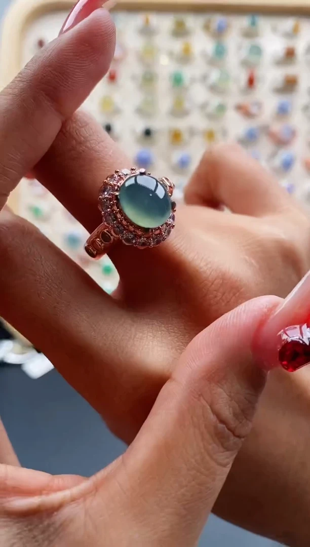 【闪购商品】翡翠戒指未镶嵌缅甸天然A货翡翠555 4+8