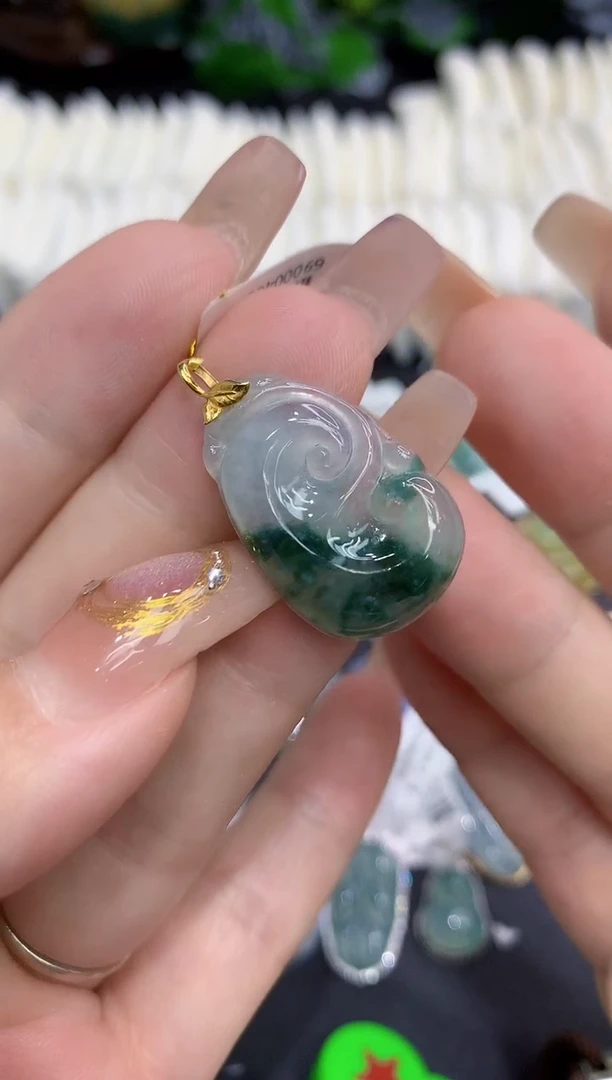 翡翠18K金镶嵌吊坠(不含链)1111