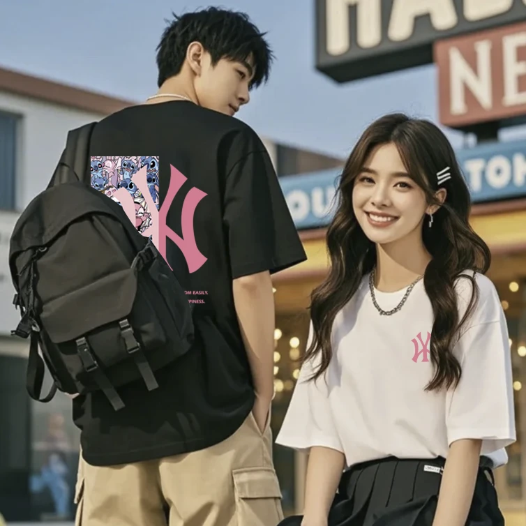 2025樾雅潮流男女同款重磅纯棉T恤-史迪仔AA