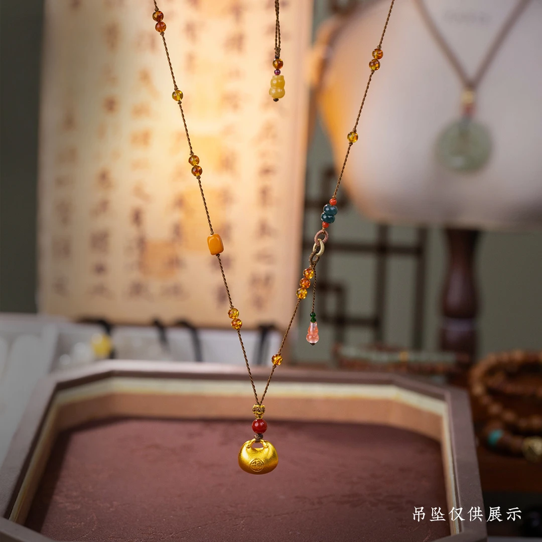 原创手工编织高档货玉佩小吊坠项链手工编织挂件绳