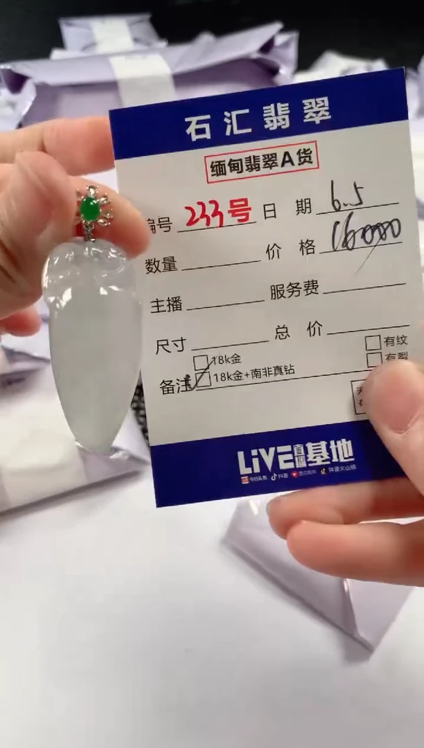 翡翠18K金镶嵌颈饰11111111