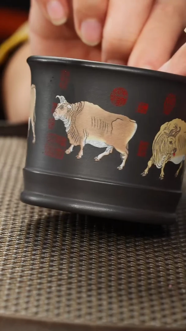 茶壶紫砂石黄 五牛杯 100cc左右