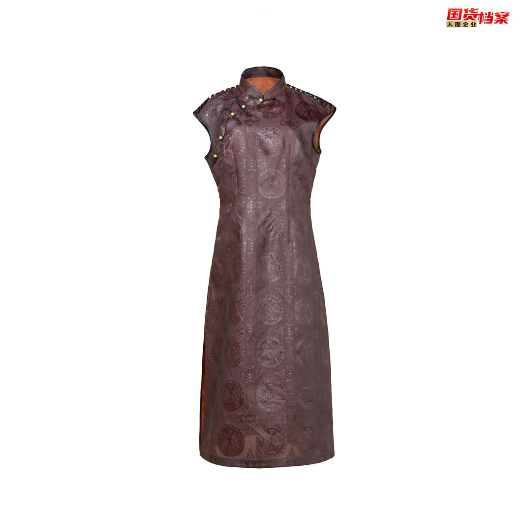 【万象有衣】连珠对雀-原创设计师款香云纱旗袍裙-8225