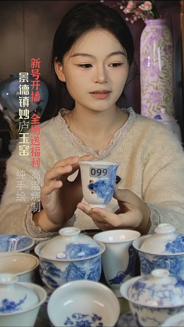 盘陶妙庐玉窑葵口闻香杯099