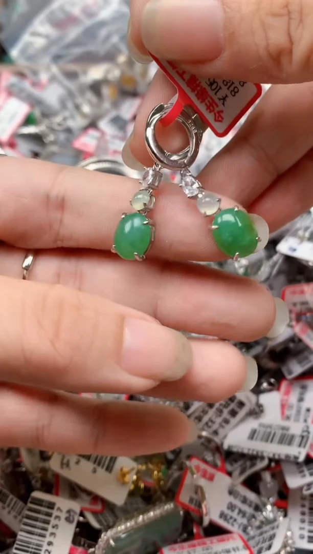 银S925镶嵌戒指翡翠天然A货缅甸翡翠