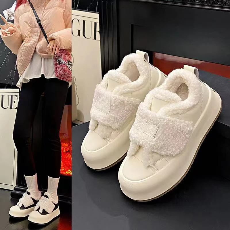 C38秋冬新款平底百搭休闲毛毛鞋