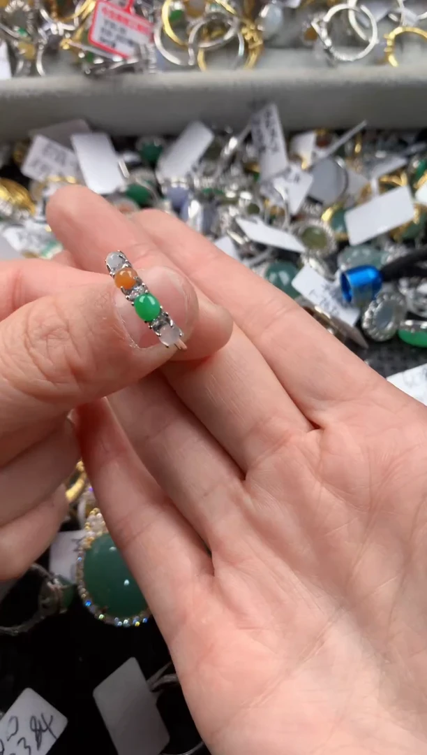 银S925镶嵌戒指翡翠222   5