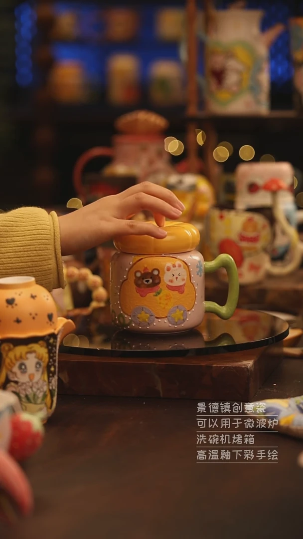 陶瓷景德镇可爱陶瓷釉下彩绘设计师款