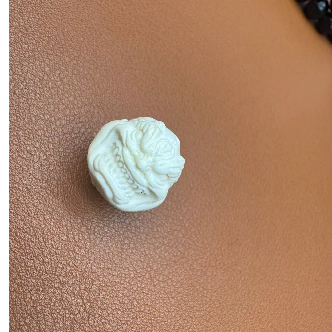 艺杭出品 天然猛犸牙雕刻 恶僧单珠    17MM+